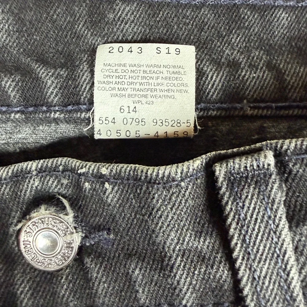 Vintage Levis 505 Orange Tab Mens 36x30 Faded Black Straight Leg Jeans USA Made